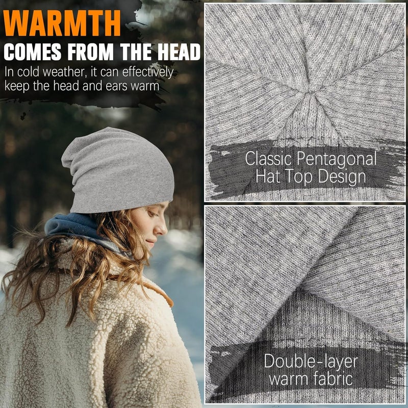 YANIKY Slouchy Beanie for Women, Mens Soft Cotton Beanie Hat, Double Layer Windproof Skull Cap for All Seasons - Image 5